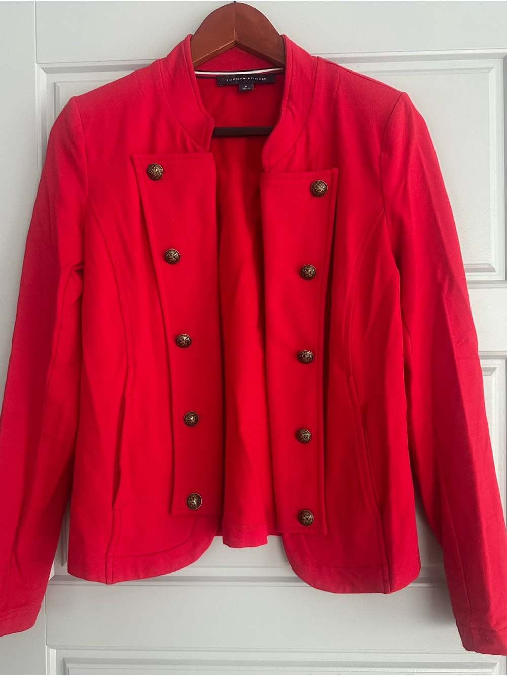 Tommy Hilfiger Red Double-Breasted Military Blazer